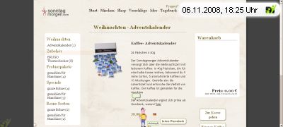 Sonntag Morgen bietet einen Adventskalender an