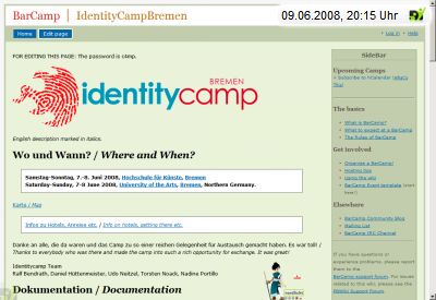 Screenshot mit weblin Publisher, einfach klicken und mit dem weblin.lite Avatar die barcamp Seite besuchen