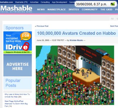 Screenshot Habbo News on mashable; klick to get there.