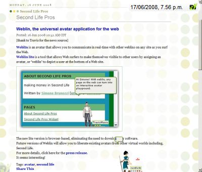 Screenshot mit dem weblin Publisher
